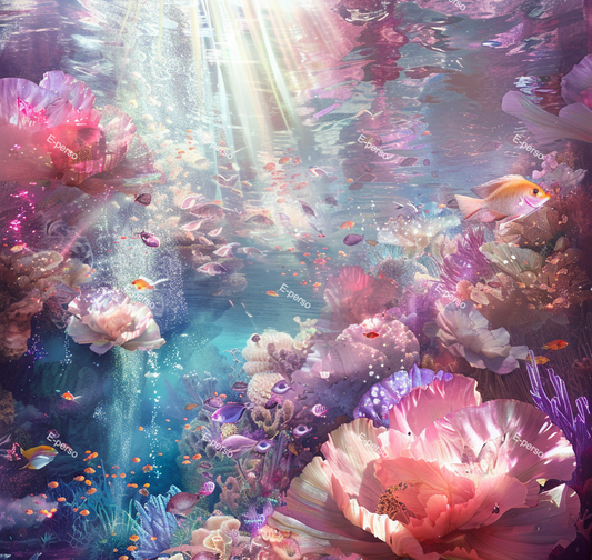 Fleurs sous-marine baignées de lumières